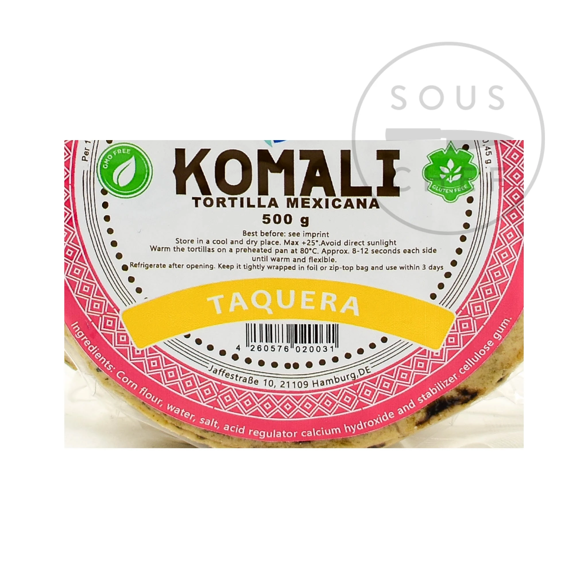Komali Tortilla Taquera 12cm 500g Ingredients 4 Komali Tortilla Taquera 12cm 500g Ingredients – Image 2
