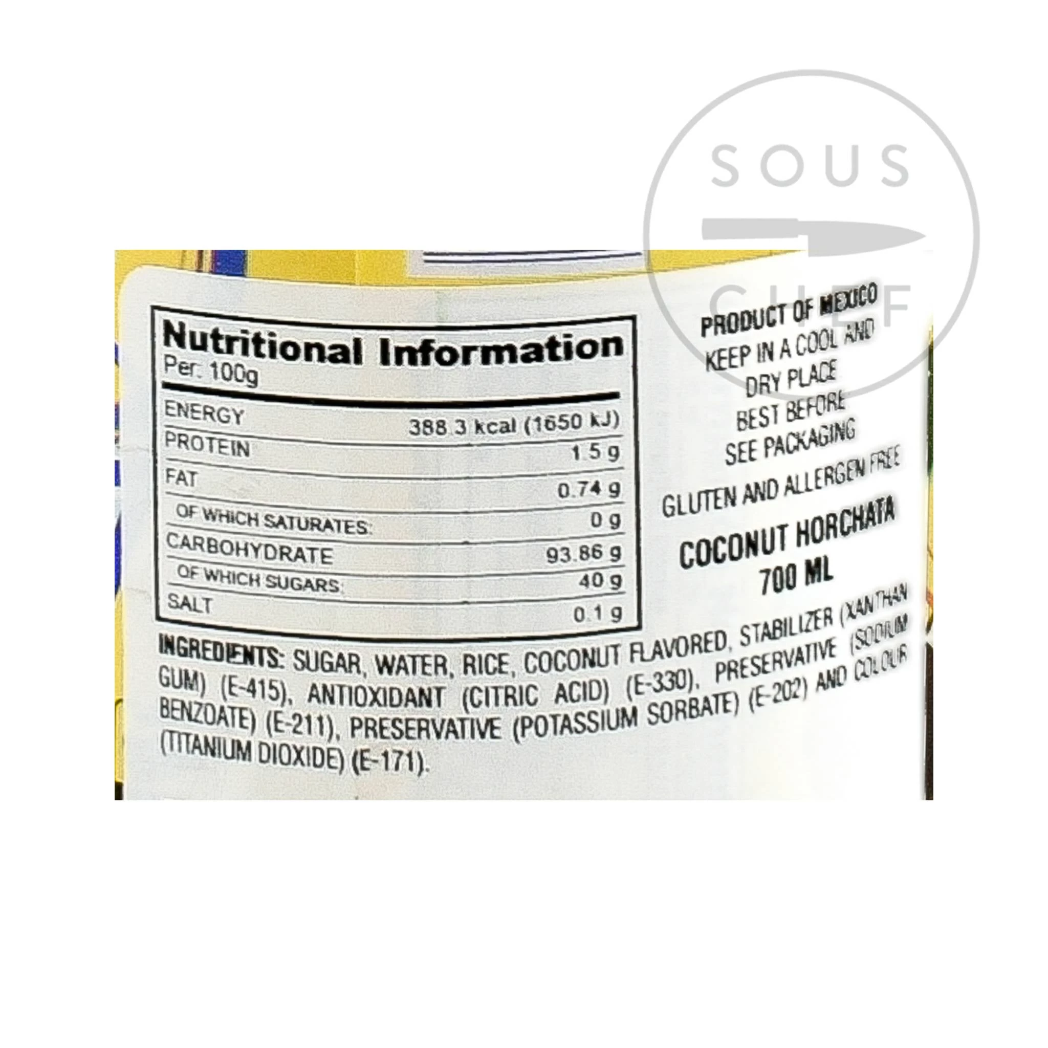 Ingrédients El Yucateco Saveur De Noix De Coco Horchata 700ml 4 Ingrédients El Yucateco Saveur De Noix De Coco Horchata 700ml – Image 2