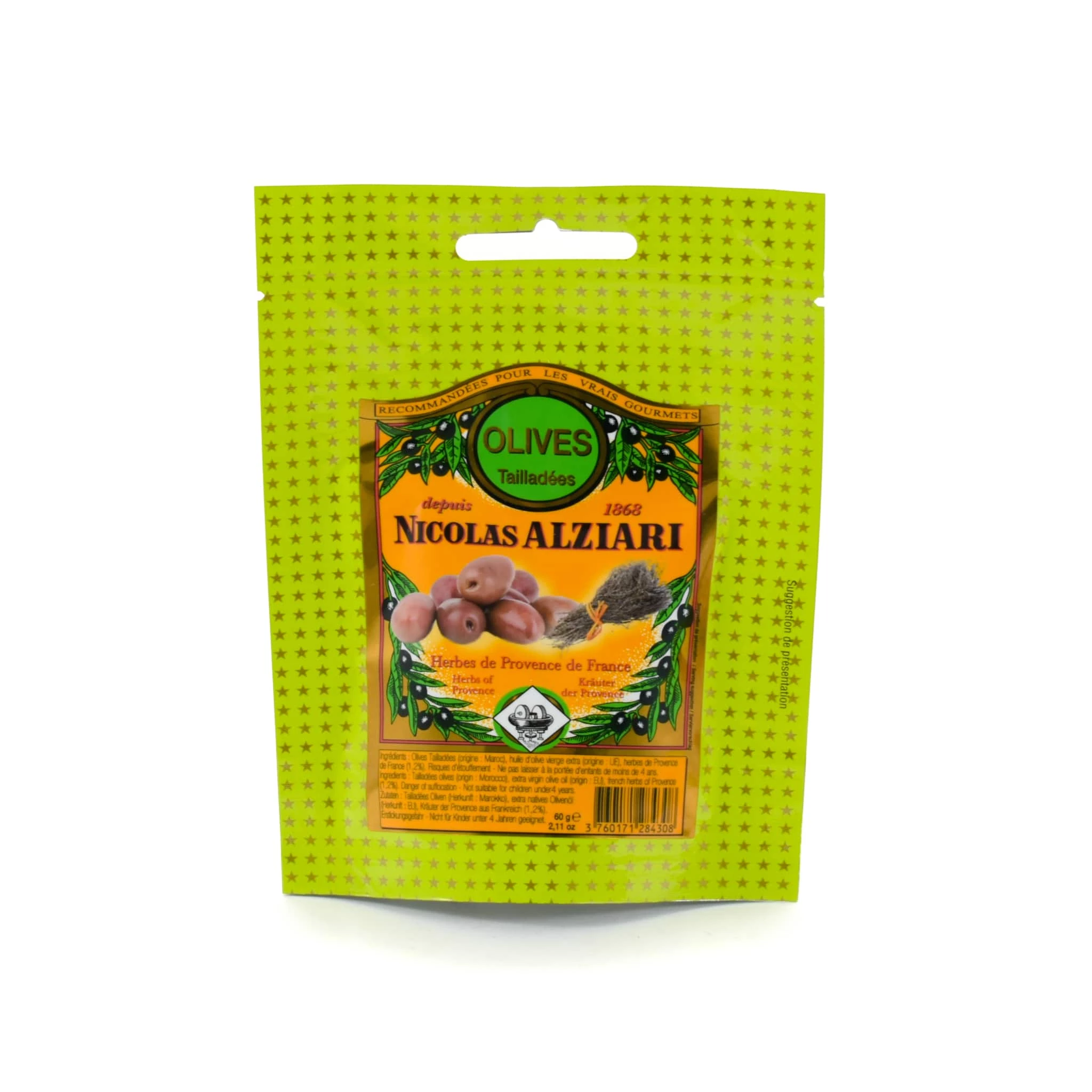 Nicolas Alziari Savoureux Snacks & Crackers Olives Alziari Aux Herbes De Provence 60g 3 Nicolas Alziari Savoureux Snacks & Crackers Olives Alziari Aux Herbes De Provence 60g