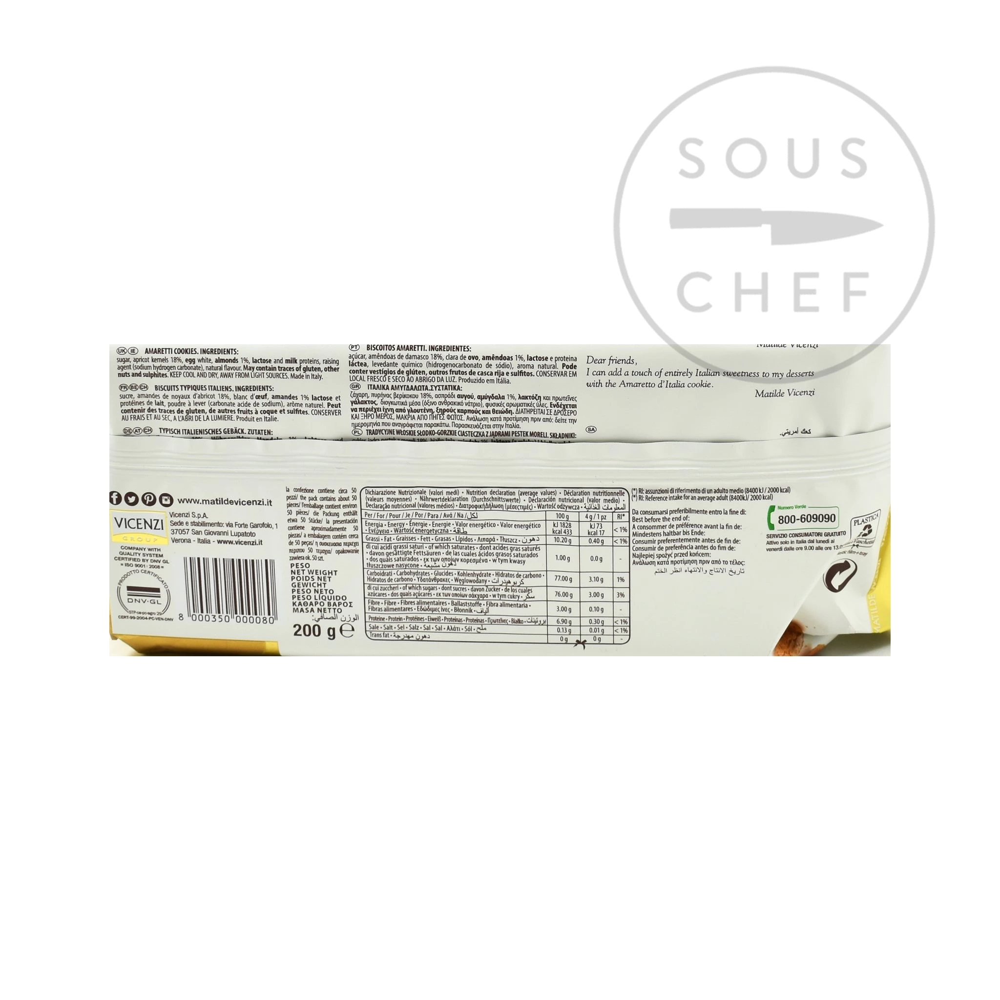 Matilde Vicenzi Amaretti Biscuits 200g Ingredients 4 Matilde Vicenzi Amaretti Biscuits 200g Ingredients – Image 2