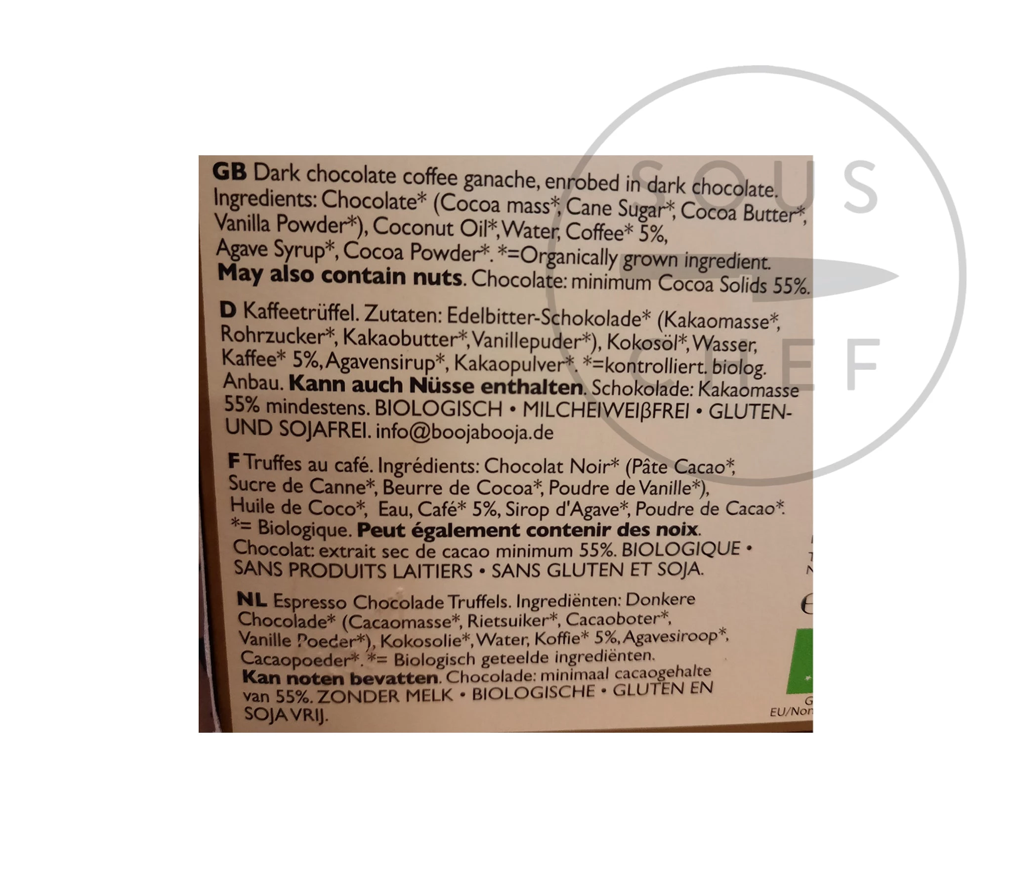 Ingredients Booja Booja Around Midnight Espresso Truffles 92g 5 Ingredients Booja Booja Around Midnight Espresso Truffles 92g – Image 3