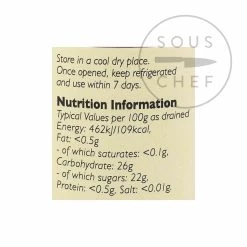 Choux D'Opies Jam, Miel & Amp; Préserve Cerises Avec Kirsch 230g 7 Choux D'Opies Jam, Miel & Amp; Préserve Cerises Avec Kirsch 230g -Sous Chef Boutique BP0049 CherriesWithKirsch230g nutrition