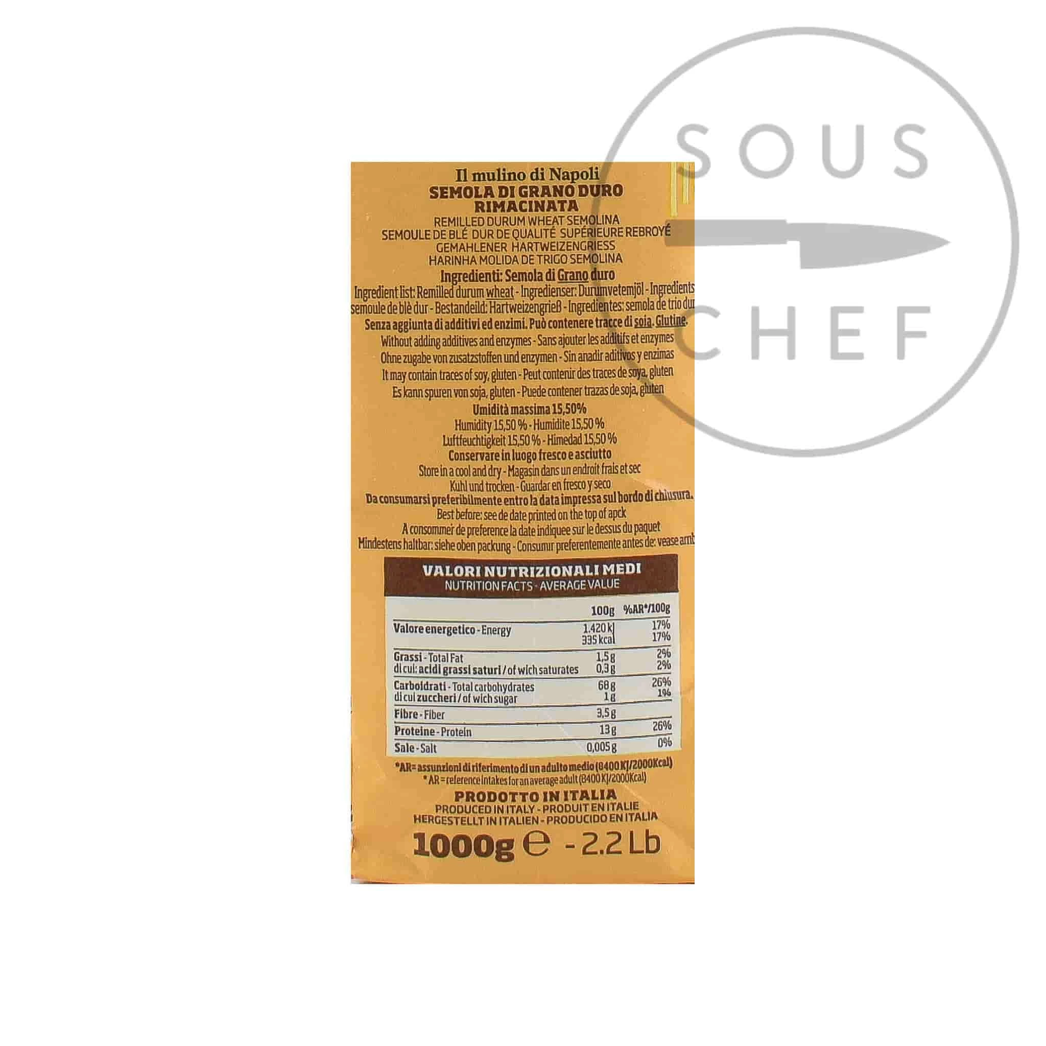 Caputo Semolina Rimacinata Flour 1kg Ingredients 4 Caputo Semolina Rimacinata Flour 1kg Ingredients – Image 2