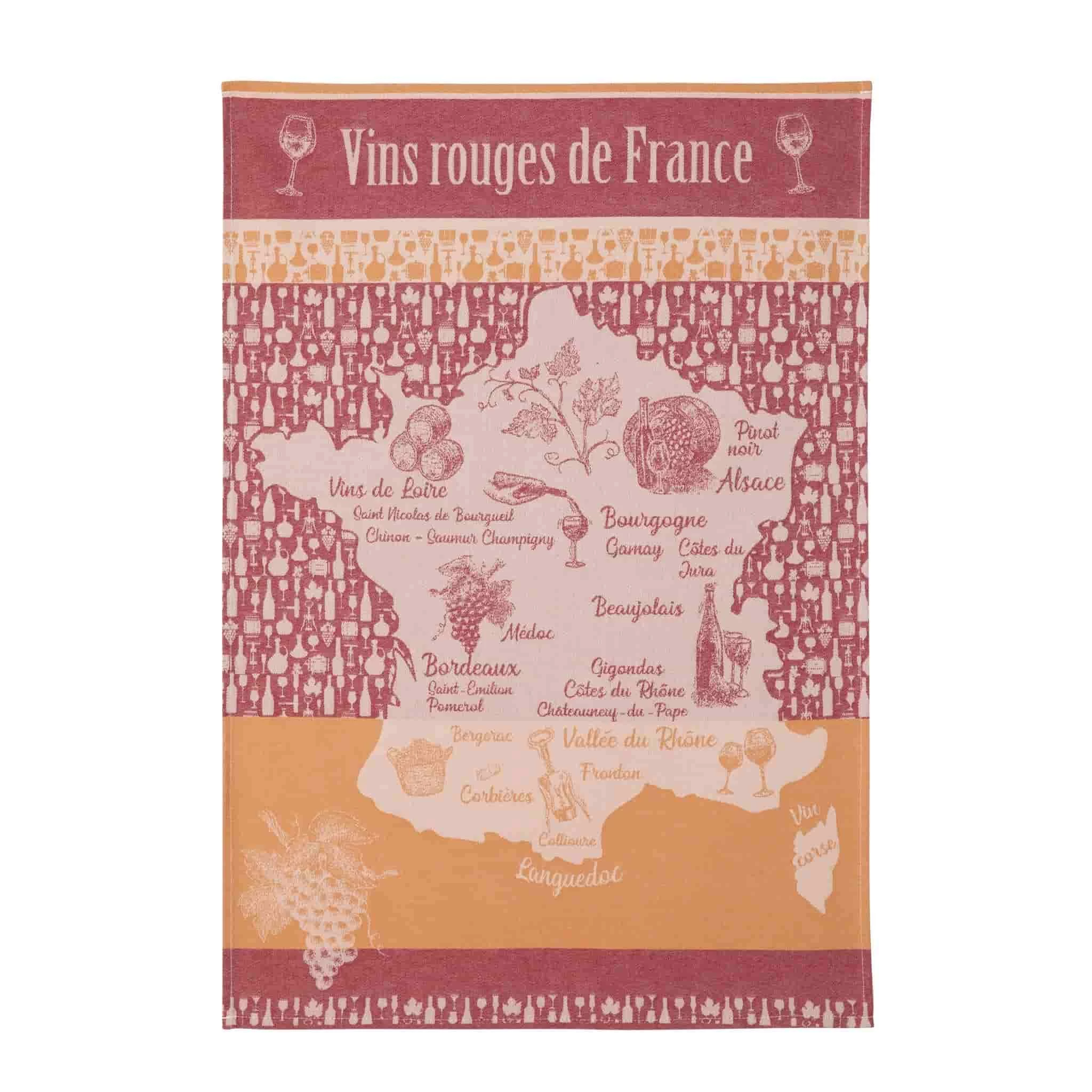Serviette à Thé Française Coucke - Vins Rouges De France 3 Serviette à Thé Française Coucke - Vins Rouges De France
