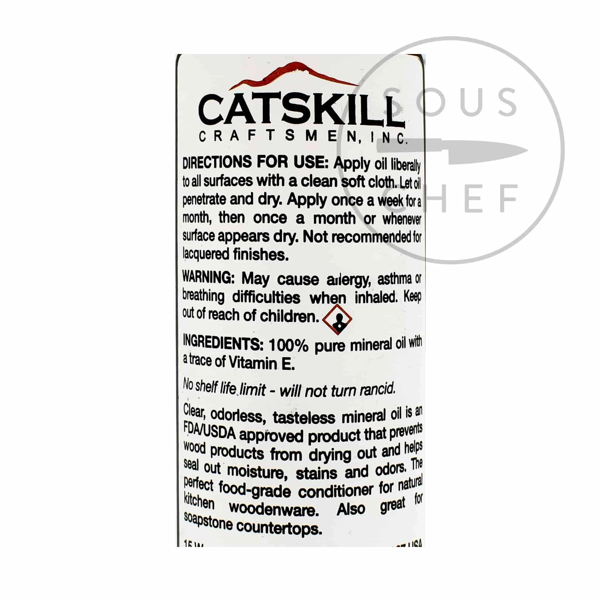 Catskills Huile Minérale Pour Les Panneaux D'étuvage 227ml Cuisinière 4 Catskills Huile Minérale Pour Les Panneaux D'étuvage 227ml Cuisinière – Image 2