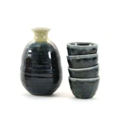 Kiji Stoneware & Ceramics Kiji Stoneware & Ceramics Blue Glaze Sake Set Tableware