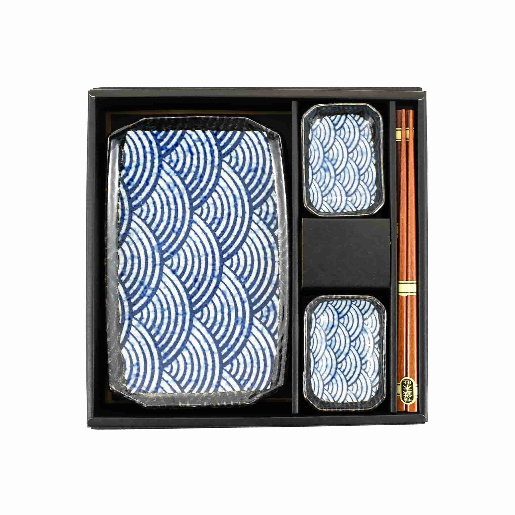 Kiji Stoneware & Ceramics Kiji Stoneware & Céramique Vaisselle Blue Wave Sushi Service Set 4 Kiji Stoneware & Ceramics Kiji Stoneware & Céramique Vaisselle Blue Wave Sushi Service Set – Image 2