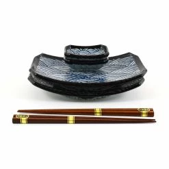 Kiji Stoneware & Ceramics Kiji Stoneware & Céramique Vaisselle Blue Wave Sushi Service Set 7 Kiji Stoneware & Ceramics Kiji Stoneware & Céramique Vaisselle Blue Wave Sushi Service Set -Sous Chef Boutique EM0038 BlueWaveSushiServingSet stacked