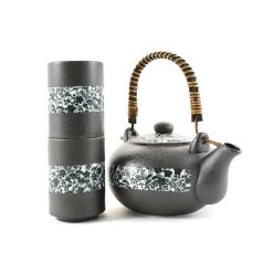 Kiji Stoneware & Ceramics Kiji Stoneware & Ceramics Black Floral Tea Set 500ml Vaisselle