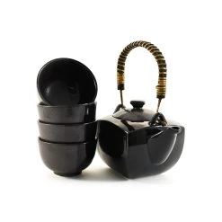 Kiji Stoneware & Ceramics Kiji Stoneware & Ceramics Black Glaze Tea Set 600ml Tableware