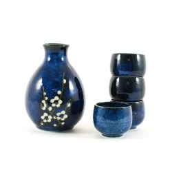 Kiji Stoneware & Ceramics Kiji Stoneware & Céramique Missing 1 Coupe Bleu Sakura Sake Set