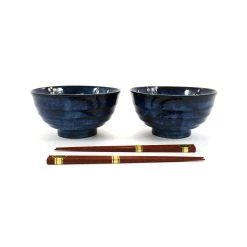 Kiji Stoneware & Ceramics Kiji Stoneware & Ceramics Blue Sakura Udon Bowl Set Tableware 8 Kiji Stoneware & Ceramics Kiji Stoneware & Ceramics Blue Sakura Udon Bowl Set Tableware -Sous Chef Boutique EM0065 BlueSakuraUdonBowlSet front