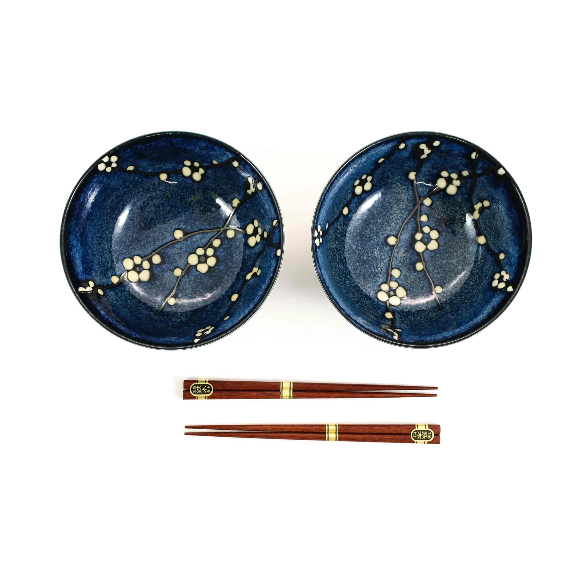 Kiji Stoneware & Ceramics Kiji Stoneware & Ceramics Blue Sakura Udon Bowl Set Tableware 4 Kiji Stoneware & Ceramics Kiji Stoneware & Ceramics Blue Sakura Udon Bowl Set Tableware – Image 2
