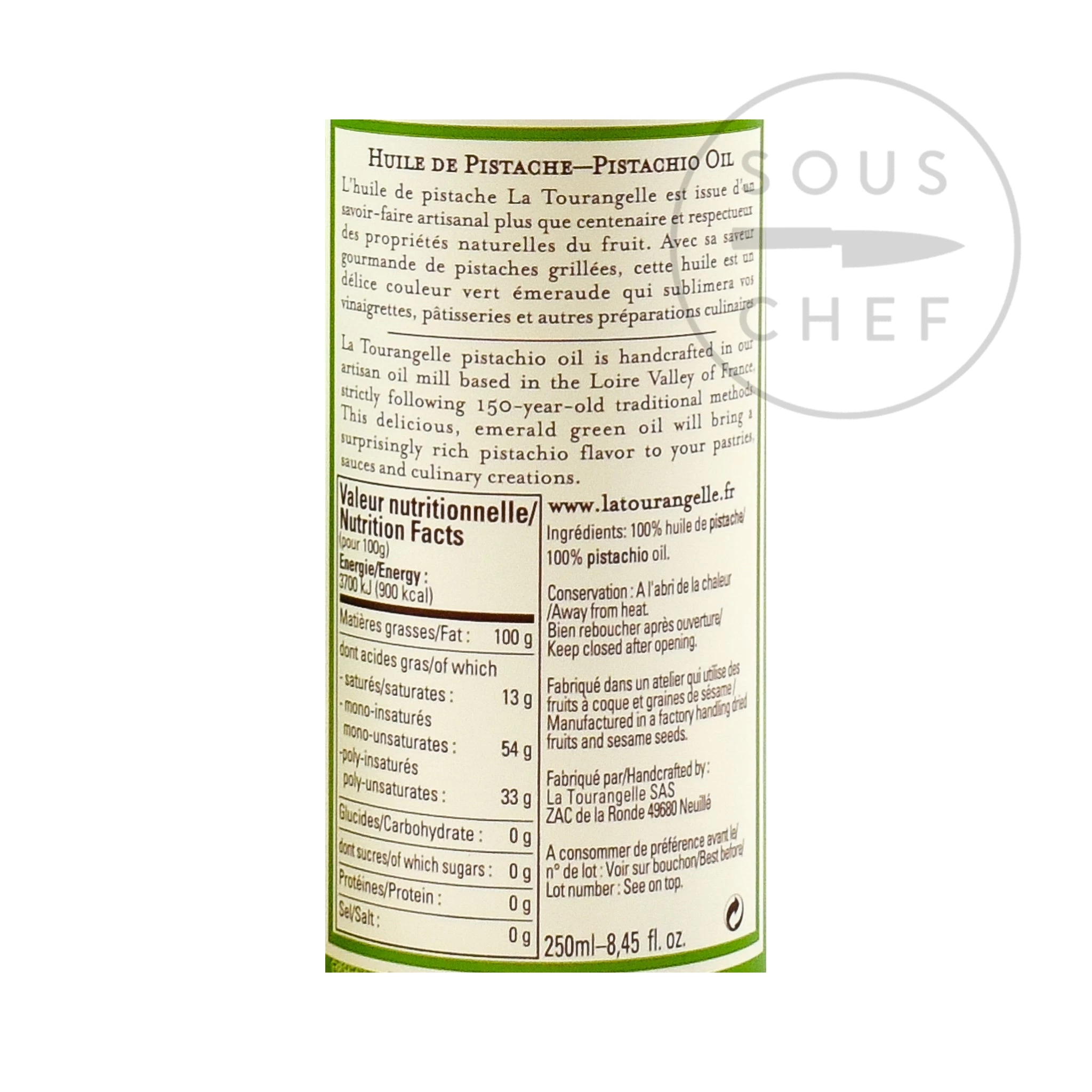 La Tourangelle Pistachio Oil 250ml Ingredients 5 La Tourangelle Pistachio Oil 250ml Ingredients – Image 3