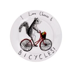 Jimbob Art Articles De Table J'aime Fromage & Amp; Bicyclettes Plaque Latérale 20cm