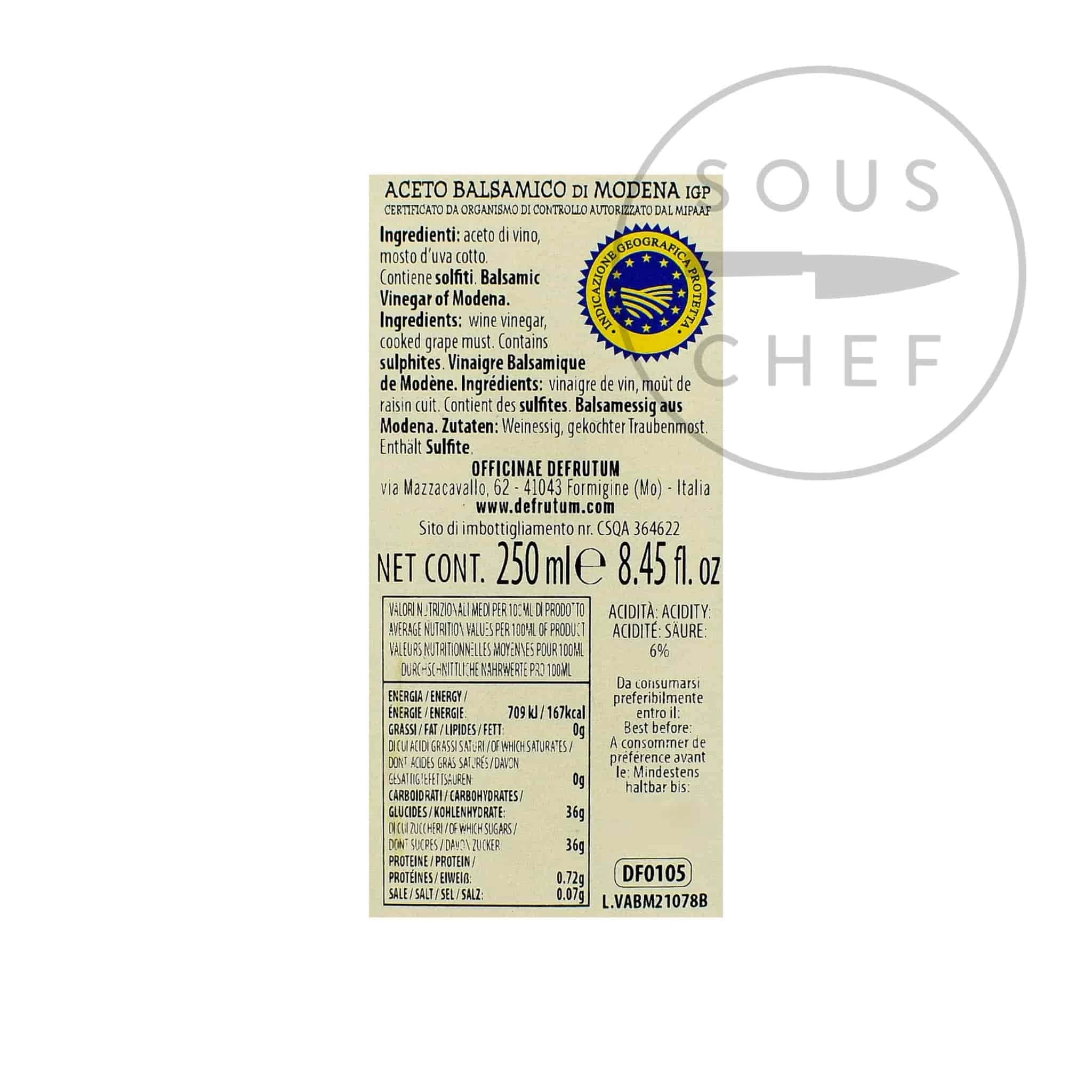 Ingredients Defrutum Balsamic Vinegar IGP 4 Yr Aged - 2 Crowns 250ml 4 Ingredients Defrutum Balsamic Vinegar IGP 4 Yr Aged - 2 Crowns 250ml – Image 2