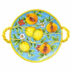 Ceramiche Toscane Céramique Toscane Peint à La Main De La Pièce Centrale Dish - Grenades & Amp; Citrons 35cm Vaisselle