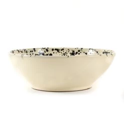 Puglia Handmade Puglia Pouilles Faites à La Main Black Splatter Large Salad Bowl 28cm