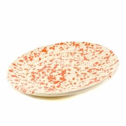 Puglia Handmade Pouilles Articles De Table Faits à La Main Pouilles Plaque De Dîner En éclaboussure D'orange 27cm -Sous Chef Boutique NC0053 PugliaOrangeSplatterDinnerPlate27cm var2