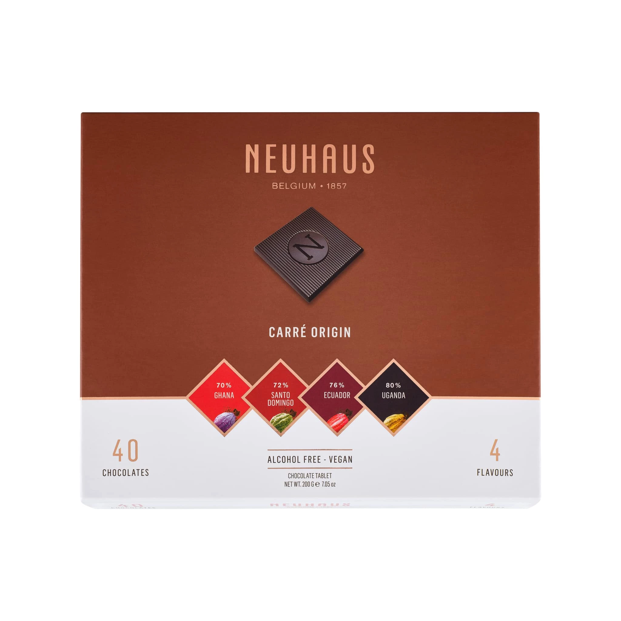 Ingredients Neuhaus "Carré Origin" Dark Chocolate (Vegan) 200g 3 Ingredients Neuhaus "Carré Origin" Dark Chocolate (Vegan) 200g