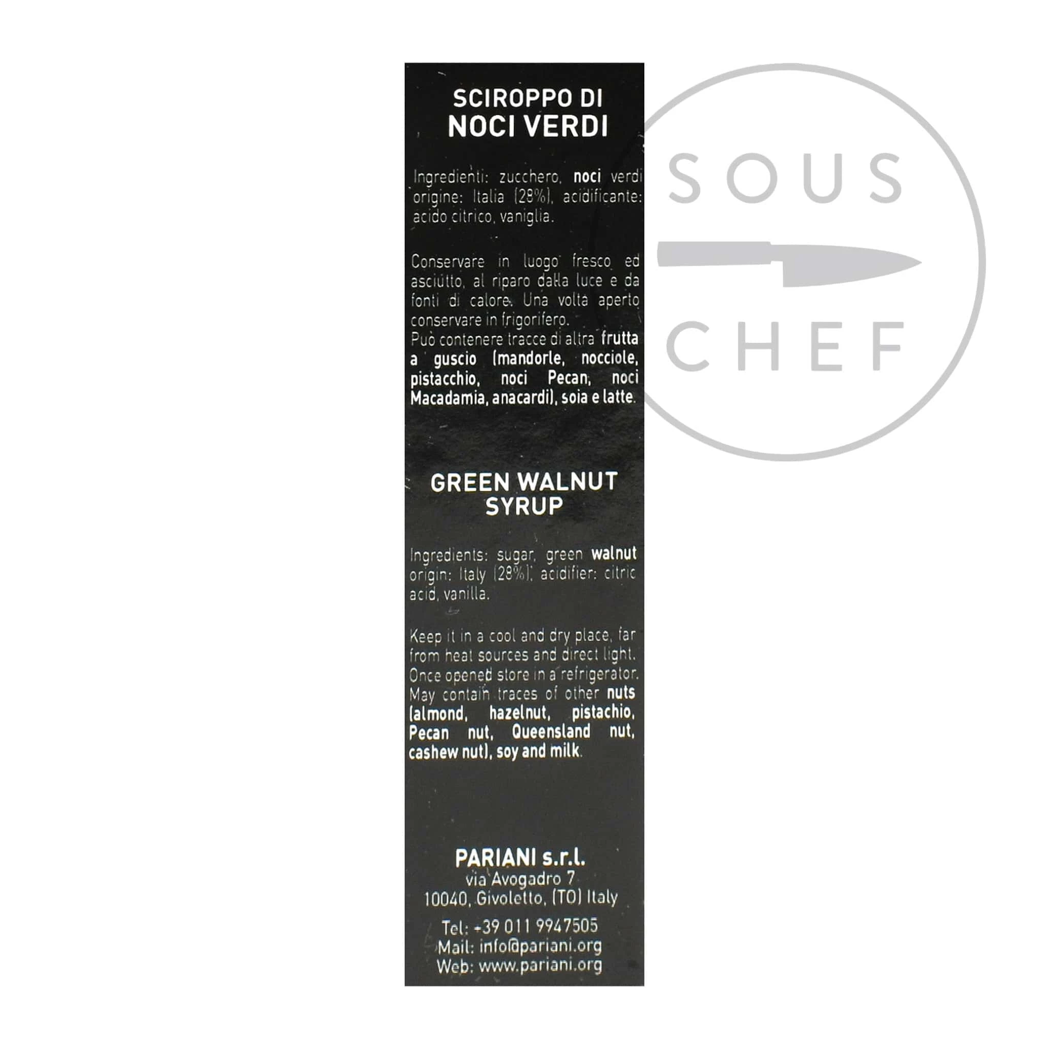 Pariani Green Walnut Syrup 40ml Ingredients 4 Pariani Green Walnut Syrup 40ml Ingredients – Image 2