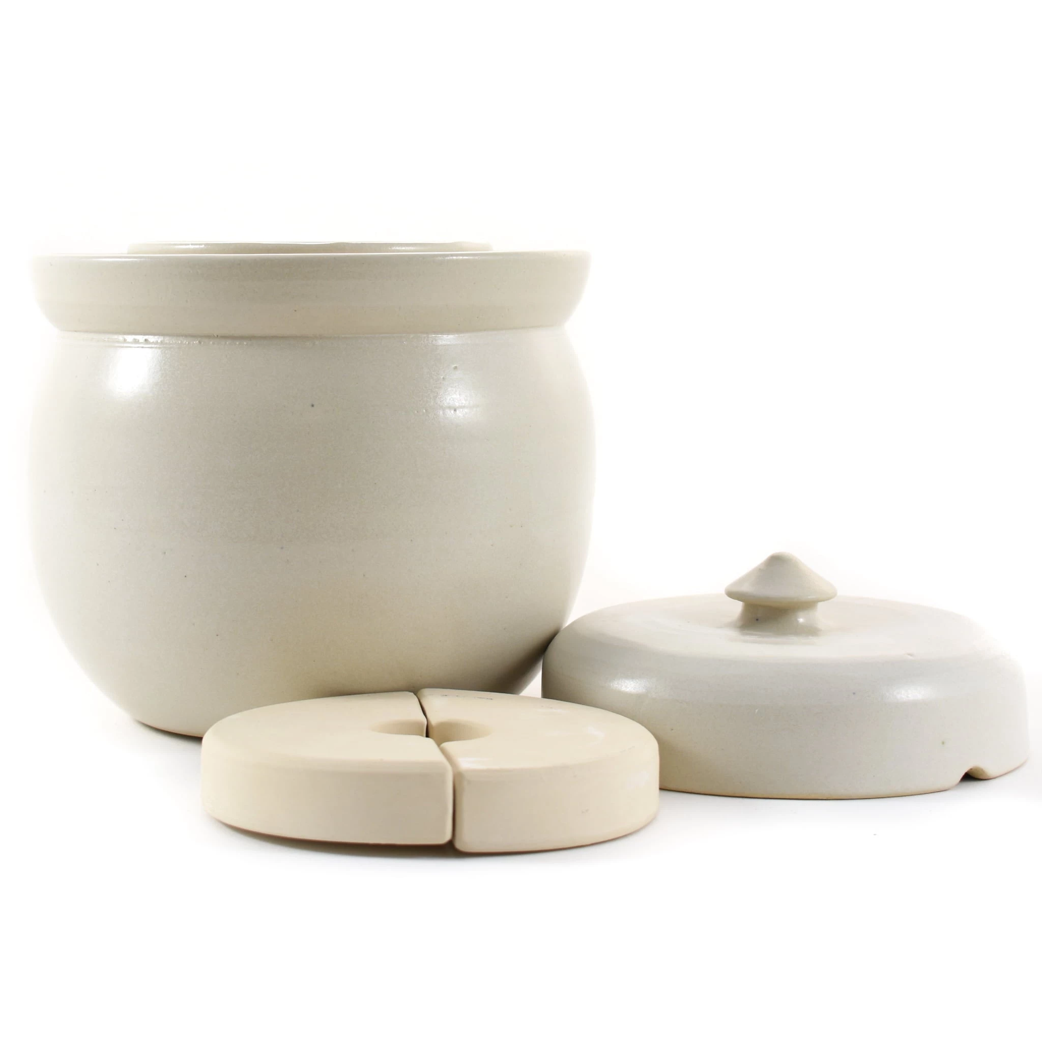 Sauerkraut Pots Faits à La Main En Pierre Fermentage De La Roche En Blanc 2 Litre 4 Sauerkraut Pots Faits à La Main En Pierre Fermentage De La Roche En Blanc 2 Litre – Image 2