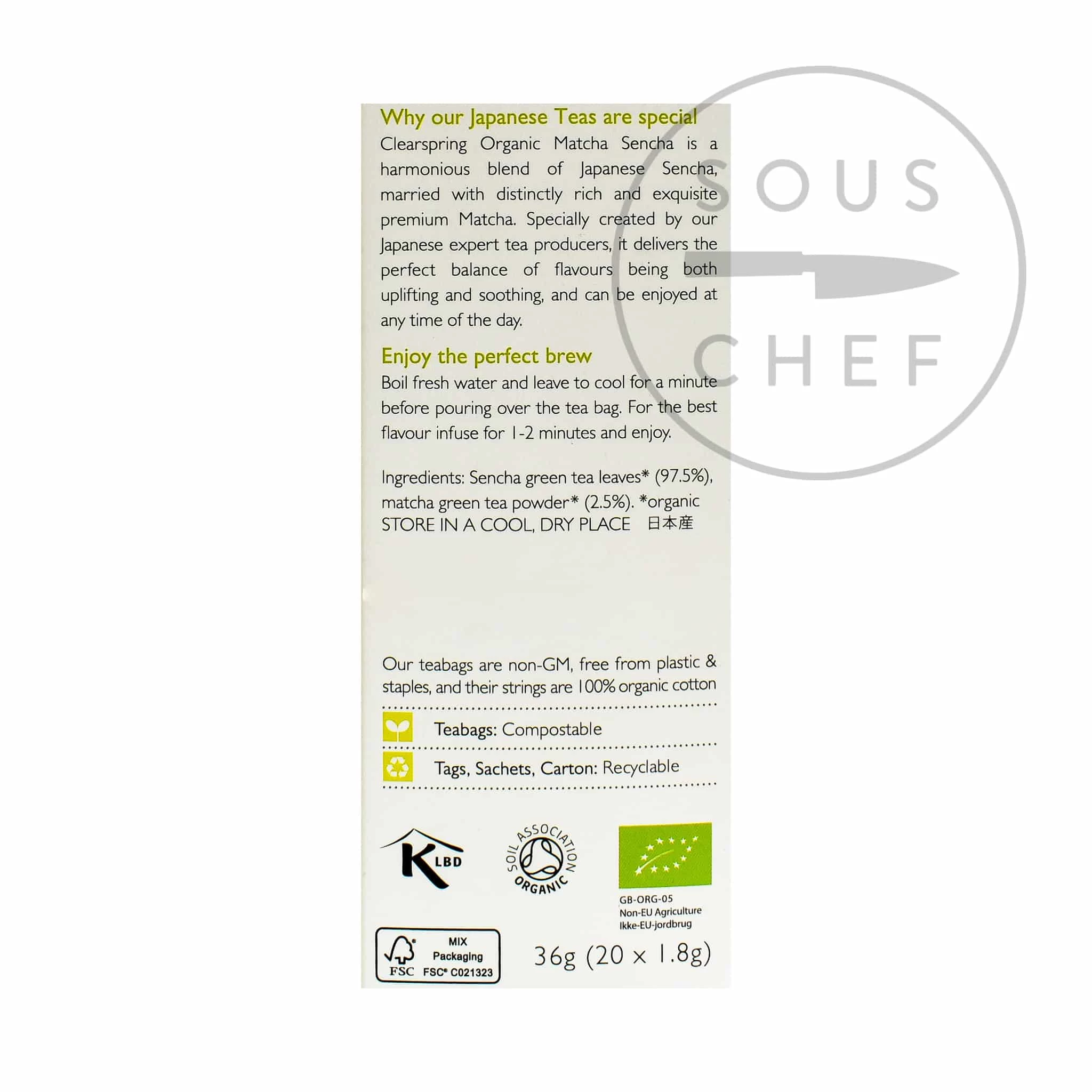 Clearspring Matcha Sencha Green Tea - 20 Bags 4 Clearspring Matcha Sencha Green Tea - 20 Bags – Image 2