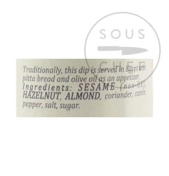 Terre Exotique Dukkah Assaisonnement 40g 7 Terre Exotique Dukkah Assaisonnement 40g -Sous Chef Boutique TE1027 TerreExotiqueDukkahSeasoning40g nutrition