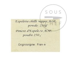 Terre Exotique Espelette Chili Pepper DOP 250g Ingrédients 7 Terre Exotique Espelette Chili Pepper DOP 250g Ingrédients -Sous Chef Boutique TE1223 TerreExotiqueEspeletteChiliPepperDOP250g BoP