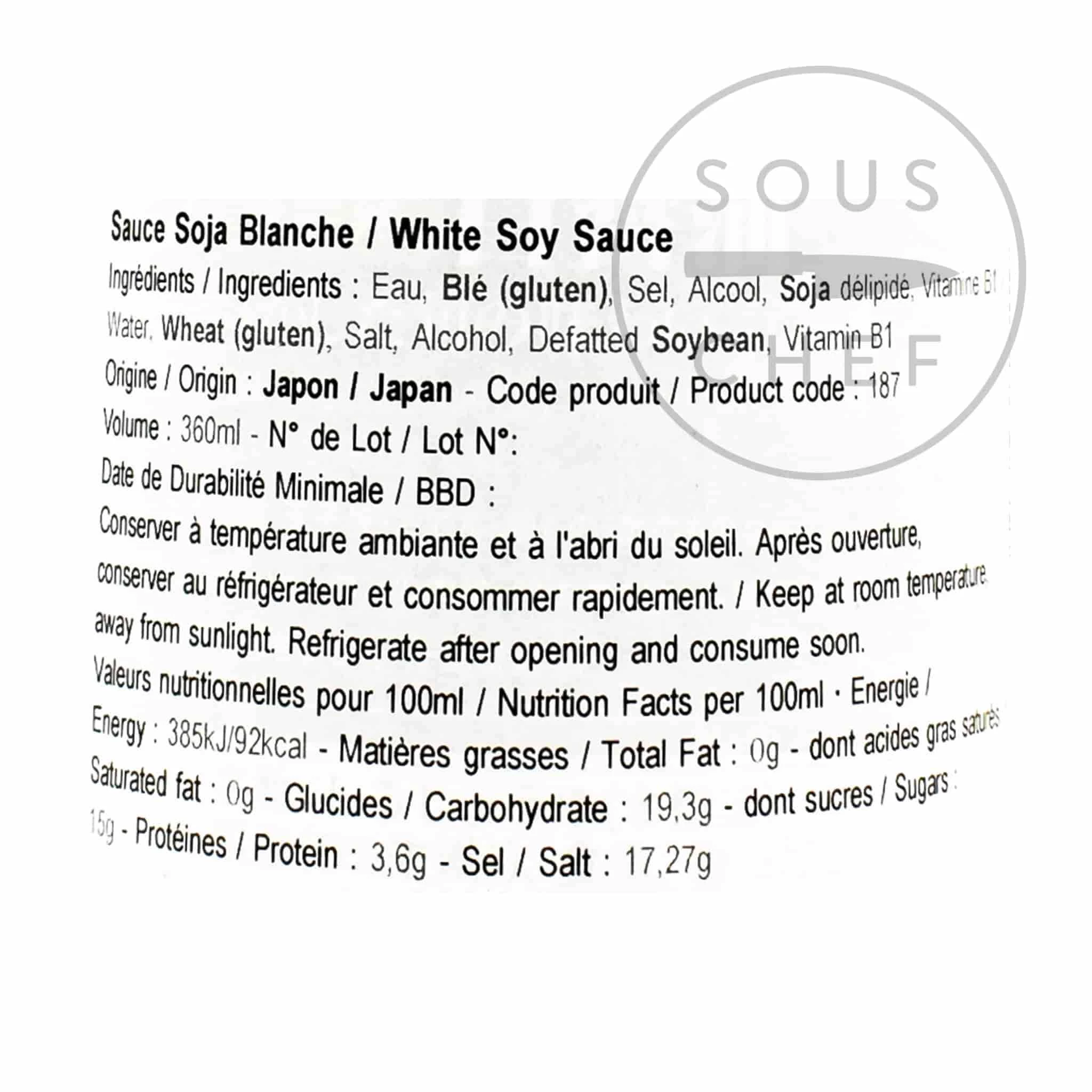 Ingredients Yamashin White Soy Sauce 360ml 5 Ingredients Yamashin White Soy Sauce 360ml – Image 3