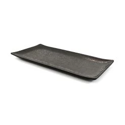 Assiette De Service Noir Melamine Rectangle 30x15cm