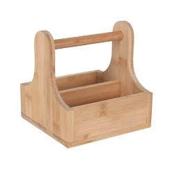 Viejovalle Bamboo Condiment Caddy Avec Poignée Vaisselle