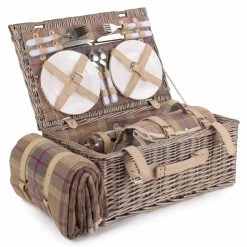 Willow Direct Hamper De Pique-nique Pour 4 Lavandes En Tartan Direct De Saule