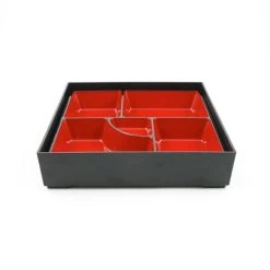 Kiji Stoneware & Ceramics Kiji Stoneware & Céramique Monde & Divers Classic Bento Box 25cm Square -Sous Chef Boutique bento box red and black side1