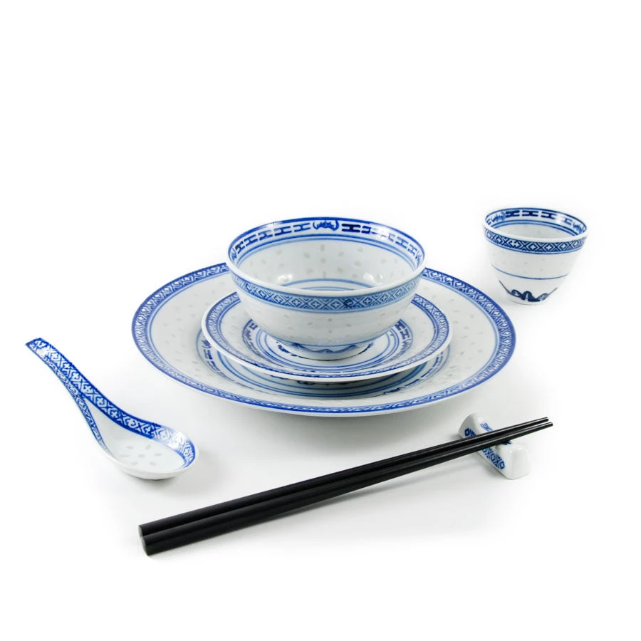 Chinese Tableware Ustensiles De Table En Chinois Assiette De Riz Bleu 15cm 4 Chinese Tableware Ustensiles De Table En Chinois Assiette De Riz Bleu 15cm – Image 2