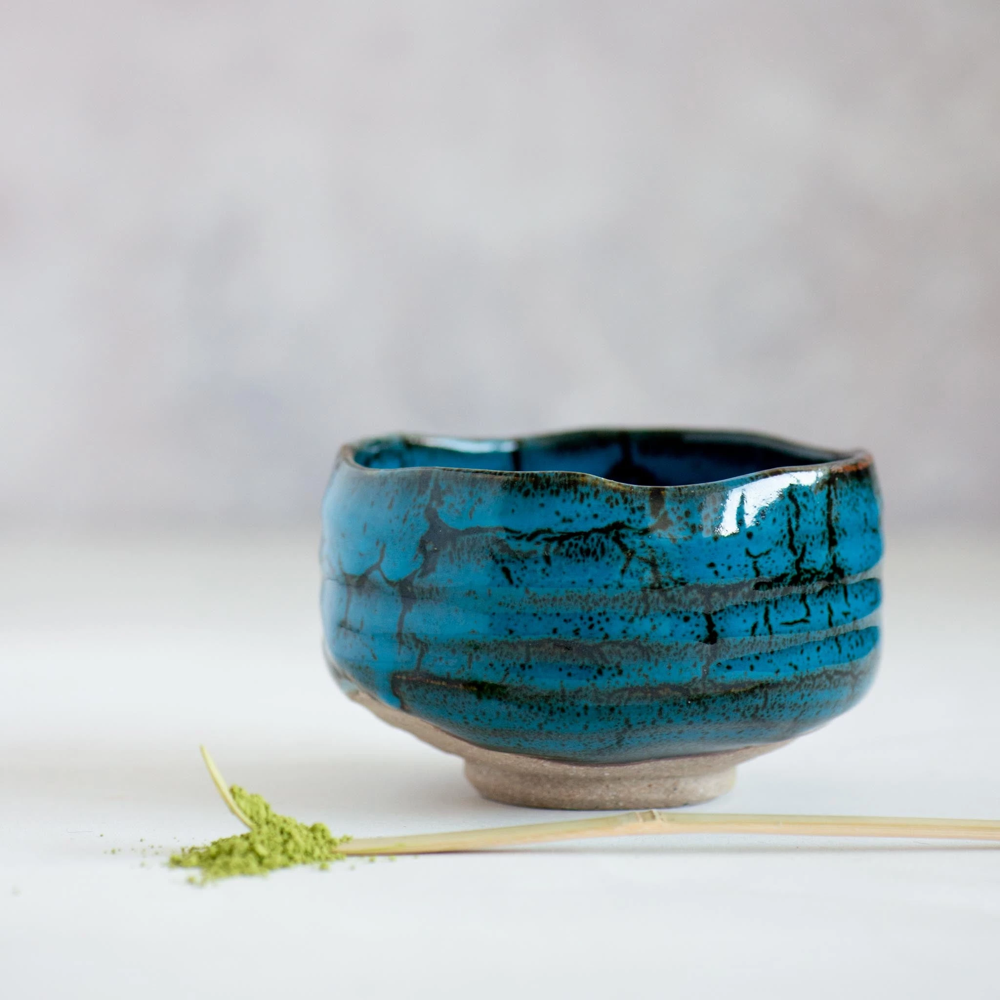 Kiji Stoneware & Ceramics Kiji Stoneware & Ceramics Blue Storm Matcha Bowl Tableware 5 Kiji Stoneware & Ceramics Kiji Stoneware & Ceramics Blue Storm Matcha Bowl Tableware – Image 3