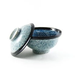 Kiji Stoneware & Ceramics Kiji Stoneware & Céramique Blue Wave Covered Bowl