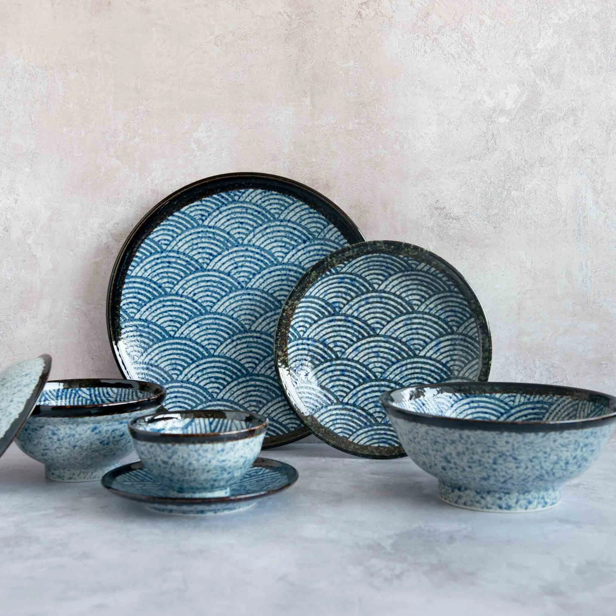 Kiji Stoneware & Ceramics Kiji Stoneware & Céramique Blue Wave Large Shallow Bowl 6 Kiji Stoneware & Ceramics Kiji Stoneware & Céramique Blue Wave Large Shallow Bowl – Image 4