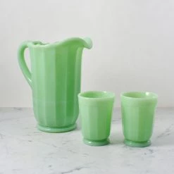 Mosser Glass Pitcher En Verre De Mousse De Table Jade En Verre De Lait -Sous Chef Boutique lifestyle 0009 MosserGlassJadeMilkGlassPitcher Tumblers lifestyle MS0023 MS0025 eade1dcf 3968 4752 844e 2e1ec05f4fa1