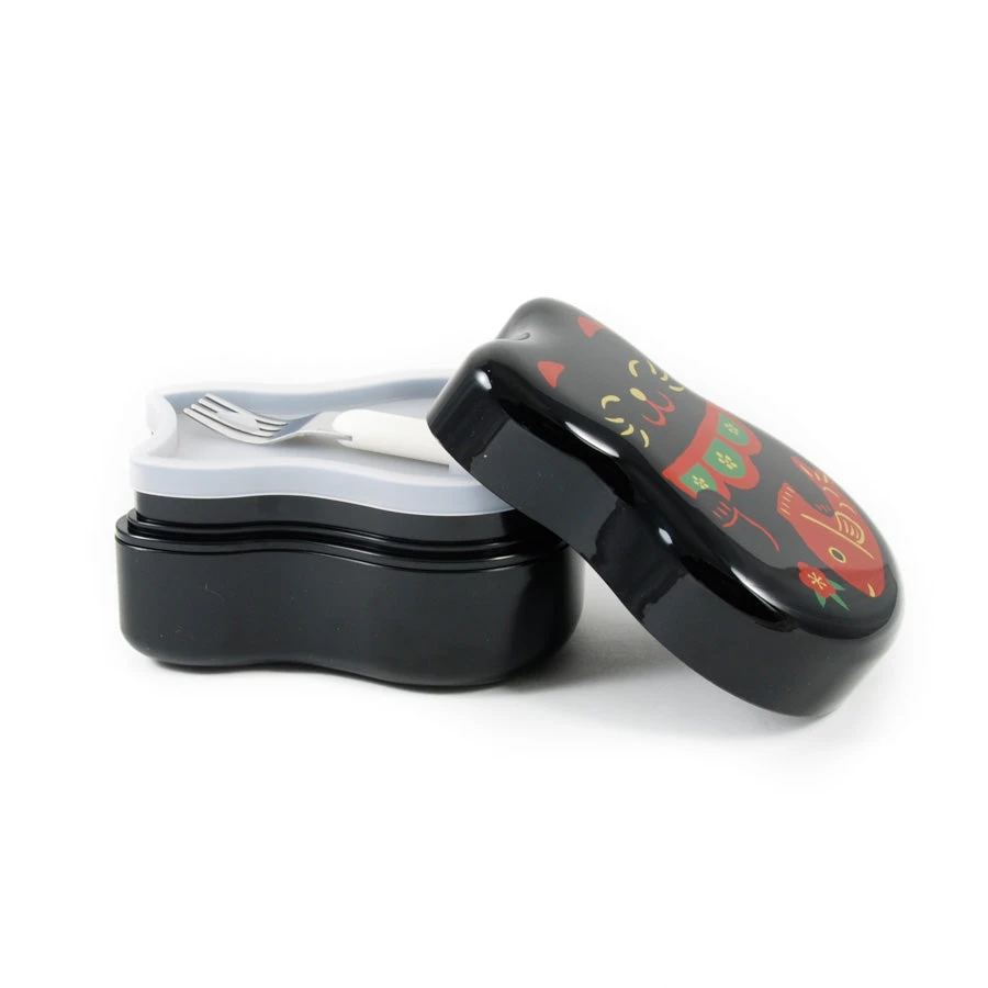 Hakoya Maruko Black Cat 2-Tier Bento Boîte 520ml Vaisselle 4 Hakoya Maruko Black Cat 2-Tier Bento Boîte 520ml Vaisselle – Image 2