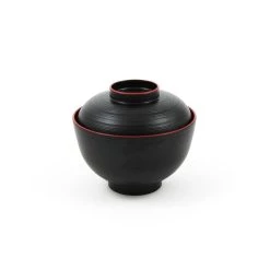 Kiji Stoneware & Ceramics Kiji Stoneware & Ceramics Tableware Miso Soupe Bowl -Sous Chef Boutique miso soup bowl red and black side3