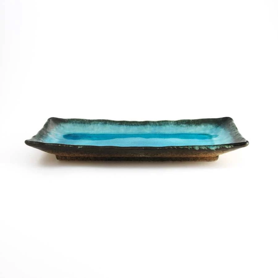 Kiji Stoneware & Ceramics Kiji Stoneware & Céramique Japonaise Vaisselle Oblong Turquoise Platter 3 Kiji Stoneware & Ceramics Kiji Stoneware & Céramique Japonaise Vaisselle Oblong Turquoise Platter