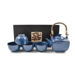 Kiji Stoneware & Ceramics Kiji Stoneware & Ceramics Tableware Rich Blue Japanese Tea Set Pour Quatre
