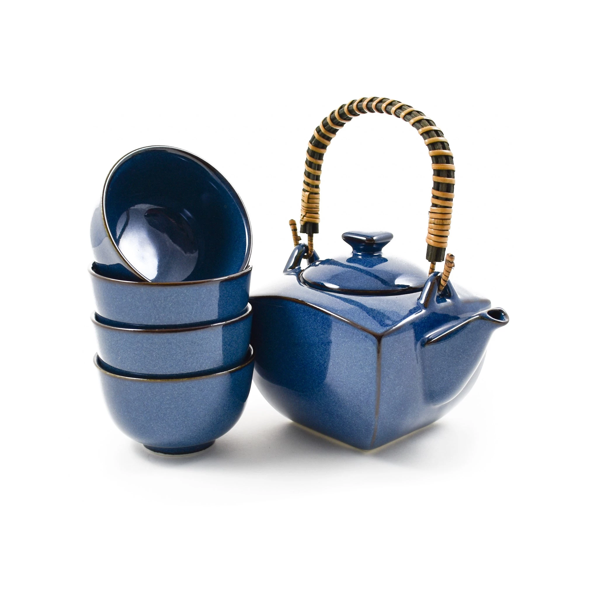Kiji Stoneware & Ceramics Kiji Stoneware & Ceramics Tableware Rich Blue Japanese Tea Set Pour Quatre 4 Kiji Stoneware & Ceramics Kiji Stoneware & Ceramics Tableware Rich Blue Japanese Tea Set Pour Quatre – Image 2