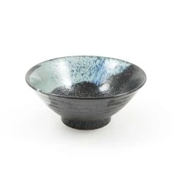 Kiji Stoneware & Ceramics Kiji Stoneware & Céramique Petite Pierre Ramen Bowl -Sous Chef Boutique stoneware ramen bowl with blue splash 17cm side 1