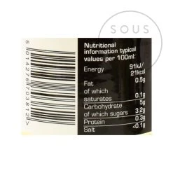 Yutaka Cooking Sake 200ml -Sous Chef Boutique yutakacookingsake200ml nutrition 2